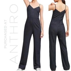 Anthropologie The Essential Jumpsuit - Black and White Pinstripe - Size 6